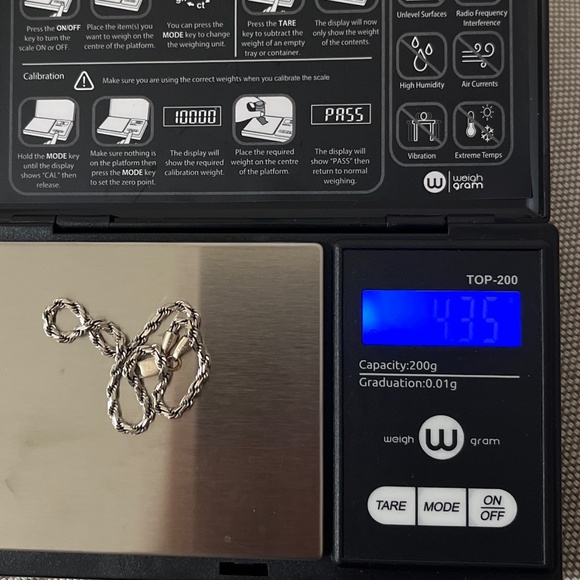 Solid 14k white gold rope chain bracelet 7inch - Picture 4 of 4